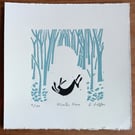 Winter Hare, Limited Edition Linocut, Original Print by Giuliana Lazzerini