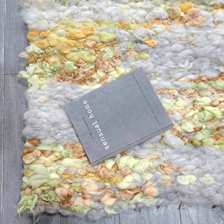 Pure wool rug hand-woven in spring colors