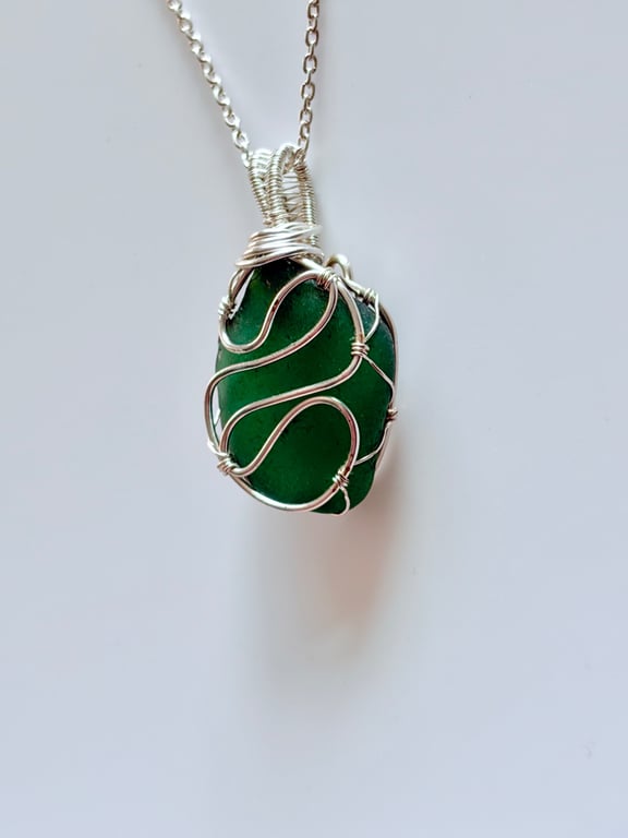 Scottish Sea Glass Necklace – Genuine Beach Glass Pendant –Handmade Coastal Gift
