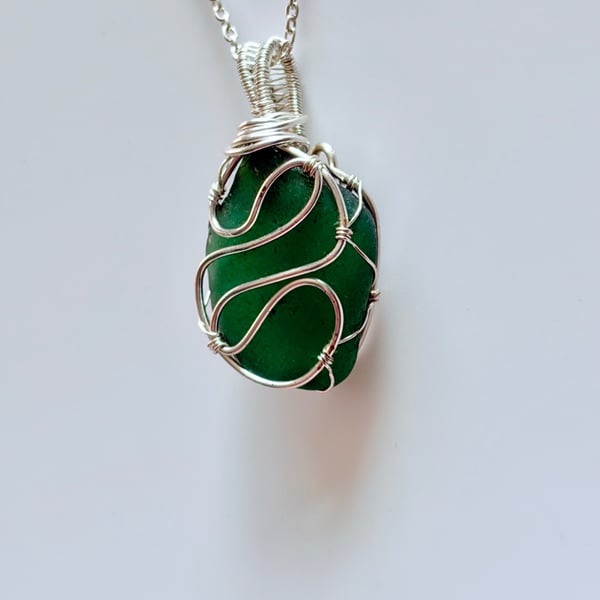 Scottish Sea Glass Necklace – Genuine Beach Glass Pendant –Handmade Coastal Gift