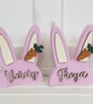 Wooden Freestanding Easter Bunny Head Personalised with Wooden Carrot