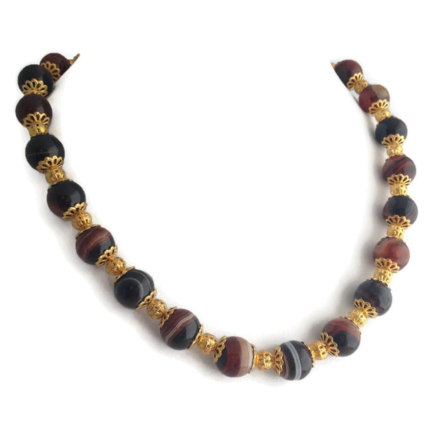 Brown Banded Agate Necklace