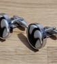 Black and White hand turned resin insert cufflinks - Image 5
