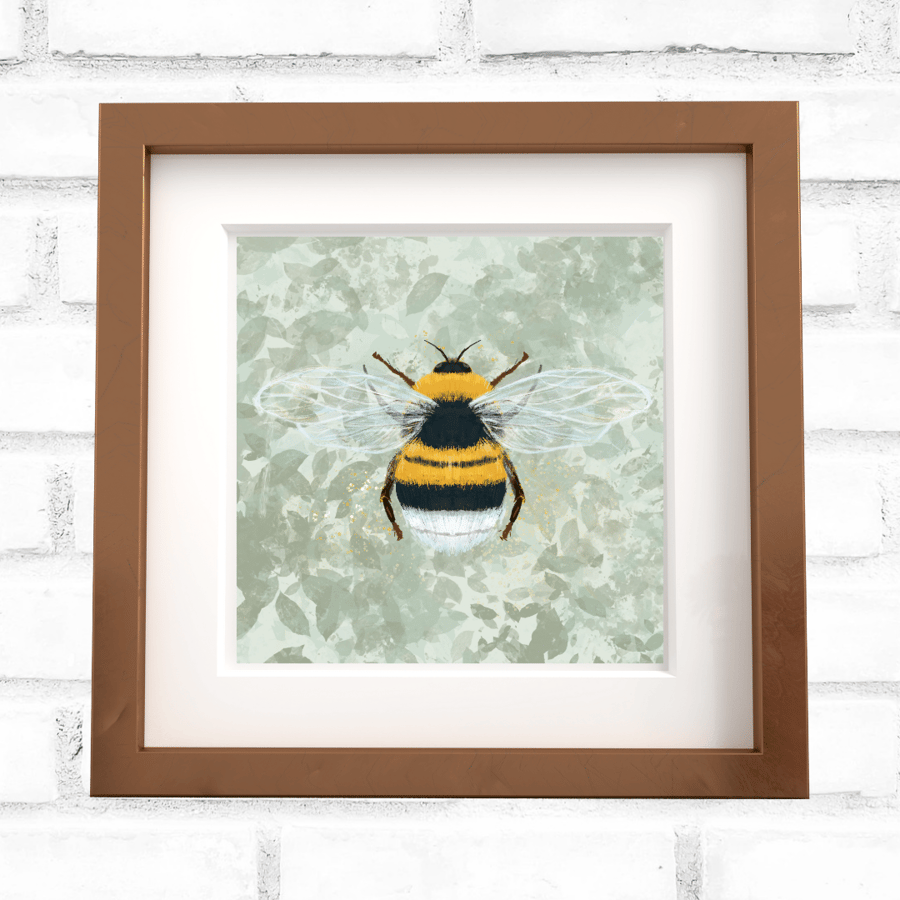 Bee Art Square Art Print - Folksy
