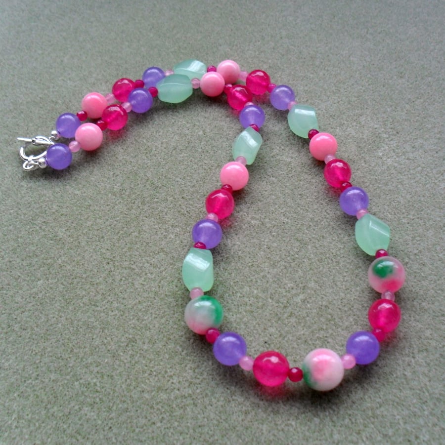 Colourful Quartz Semi Precious Gemstone Necklace
