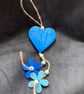 Up cycled hand painted hanging heart and flowers  - Image 4