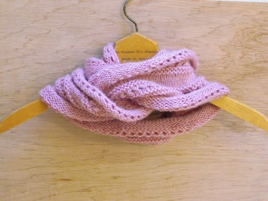 SALE: hand knitted rose pink infinity scarf