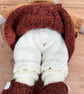 Hand Knitted Rabbit in Rust Textured Dress - Image 4