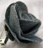 Hardened Fabric Light Denim Rose Brooch - Image 3