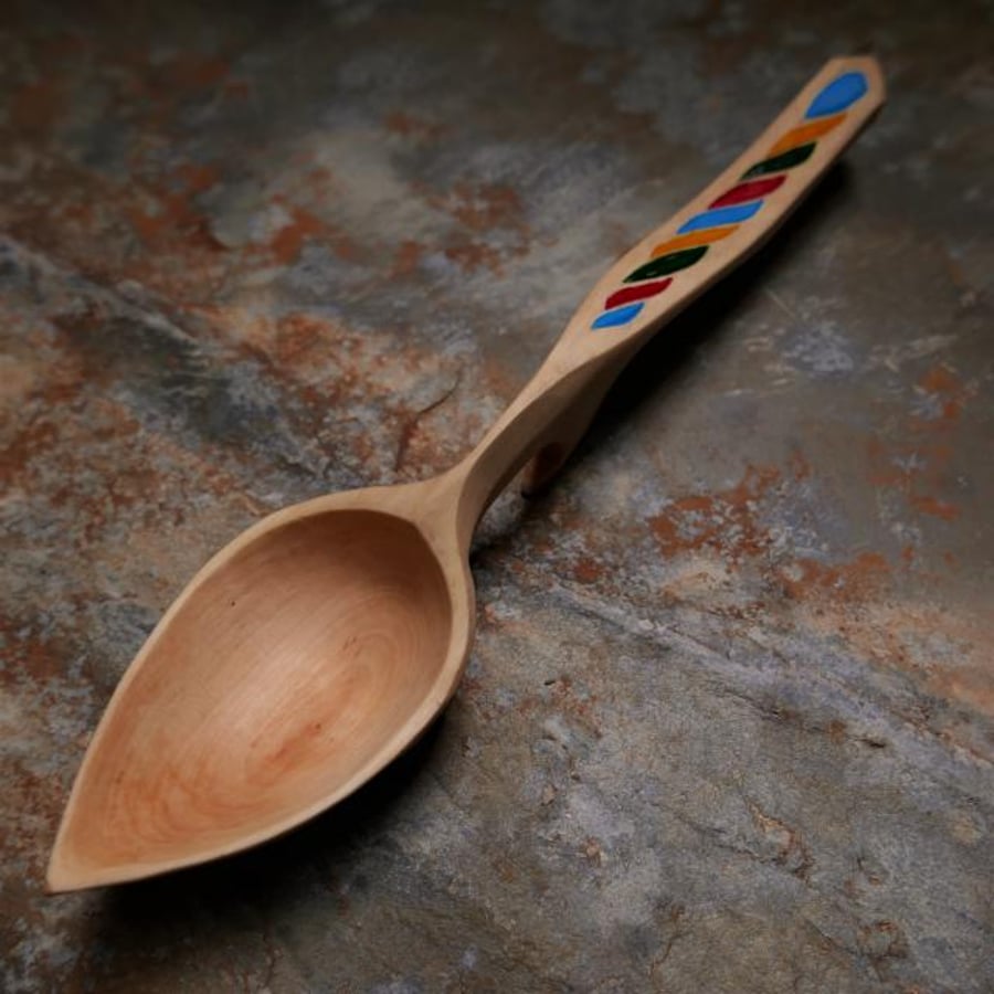 Apple wood serving spoon