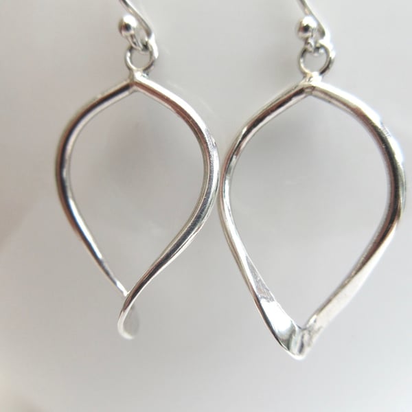 Twisted Teardrop Sterling Silver Handmade Drop Hoop Earrings