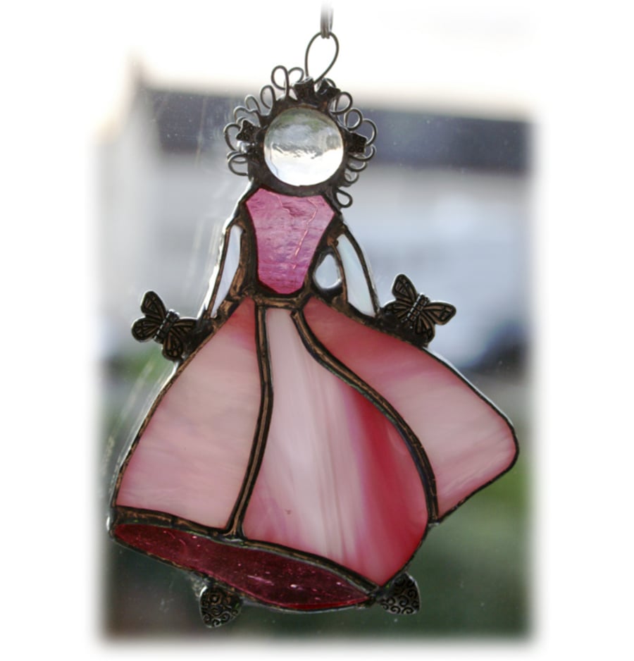 Princess Suncatcher Stained Glass Suncatcher Cinderella Dancer Pink 006