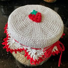 Crochet Strawberry Jam Jar Lid Cover