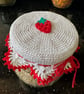 Crochet Strawberry Jam Jar Lid Cover - Image 1