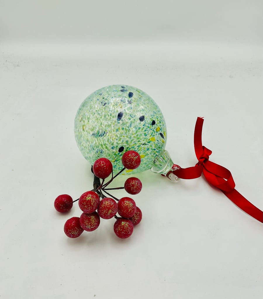 Pale Greens Glass Bauble