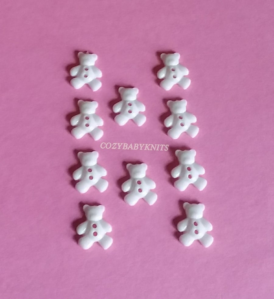 White teddy bear plastic buttons