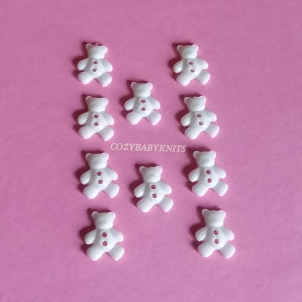 White teddy bear plastic buttons