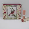 Make up purse with bird in pink Laura Ashley fabric