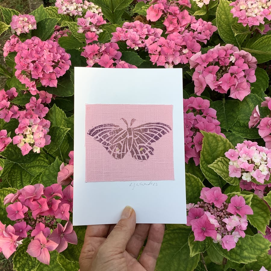Pink Butterfly blank greeting card
