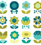 061A - Cross Stitch Cute Patchwork Spring Retro Flowers Greens and Blues Pattern - Image 2