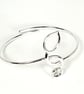 Adjustable Sterling Silver Leaf Bangle Bracelet - Image 3
