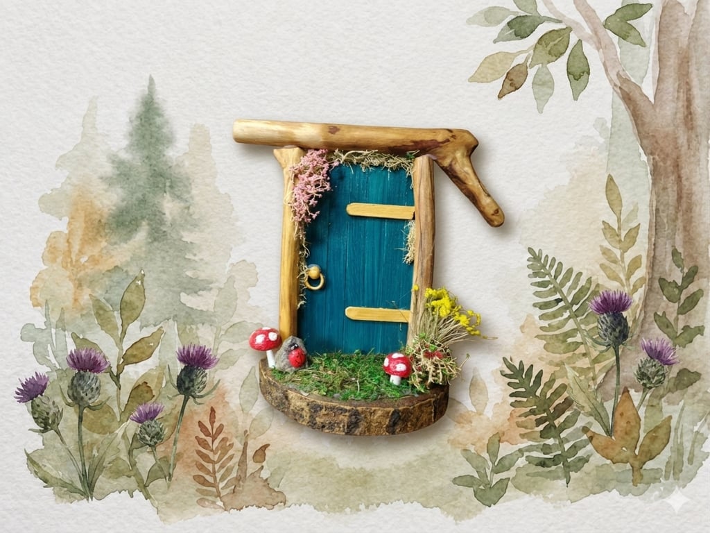 Handcrafted driftwood fairy door.