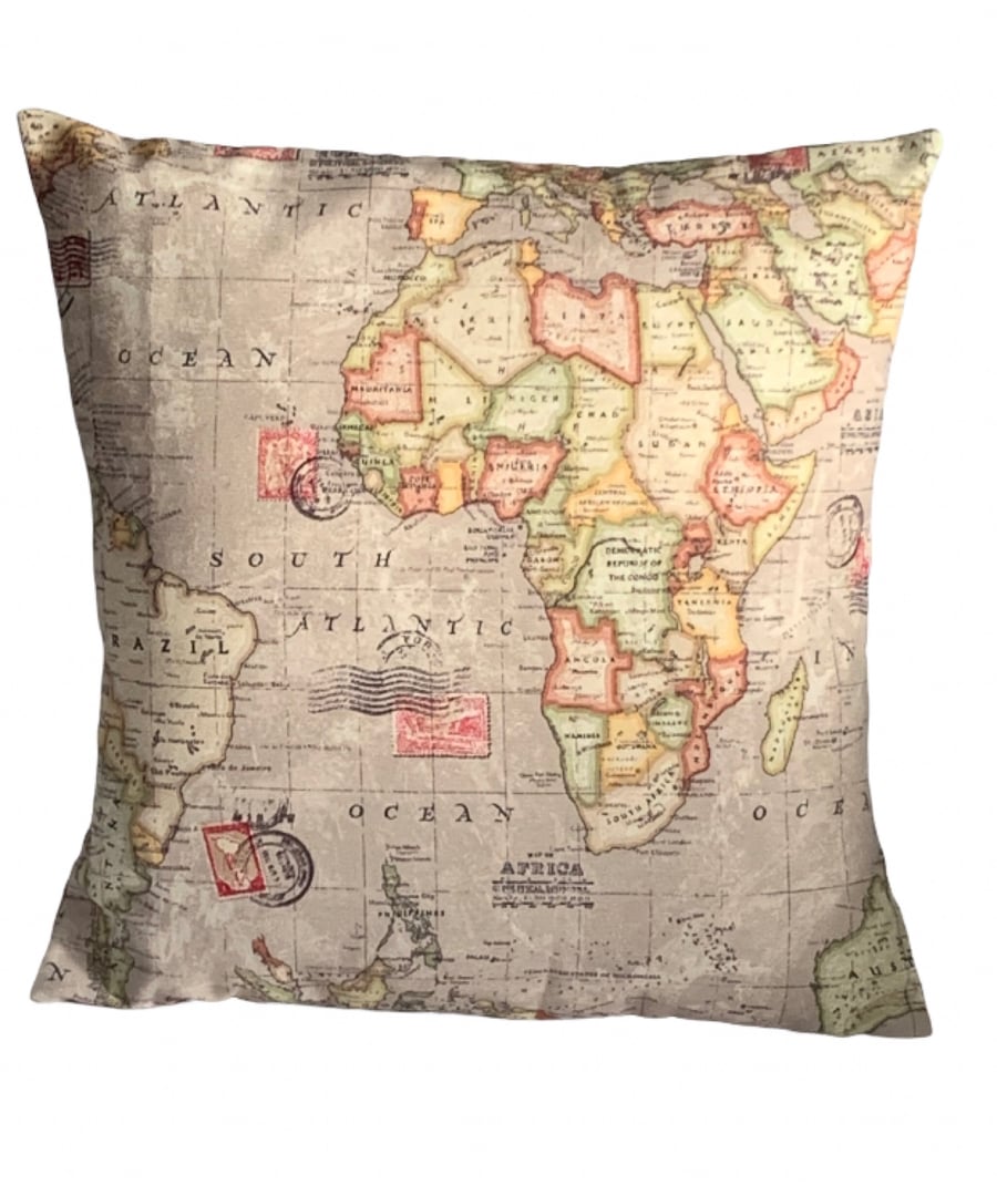 Map Cushion Cover 16”x16”Last One