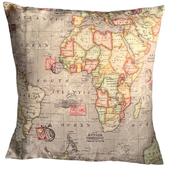 Map Cushion Cover 16”x16”Last One