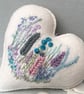 Hand embroidered heart. Wall decor hanging decoration, handmade heart