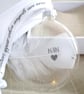 Nan Memorial Round Feather Bauble, In Memory of Nan, Round Glass Christmas Ornam - Image 3