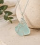 Seafoam Wire Wrapped Seaglass Pendant on Sterling Silver Chain. - Image 1
