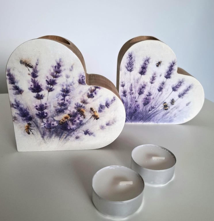Handmade Decoupaged Tea Light Holders, Set of Two