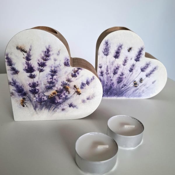 Handmade Decoupaged Tea Light Holders, Set of Two