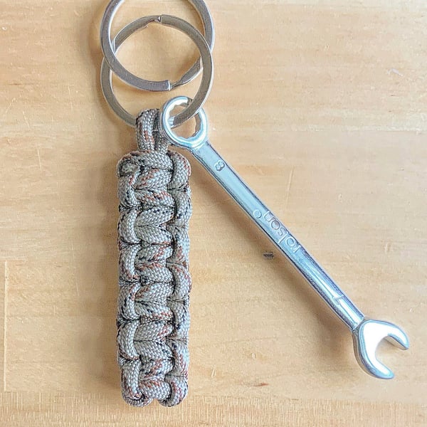 Spanner Keyring. Paracord Keyring. Knotted Keyring. Handmade In Scotland. 