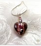 Dark pink Murano glass heart necklace on a silver plated chain - Image 2