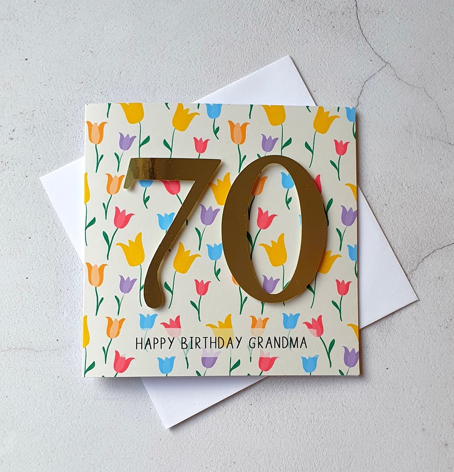 70th Tulips Birthday Card