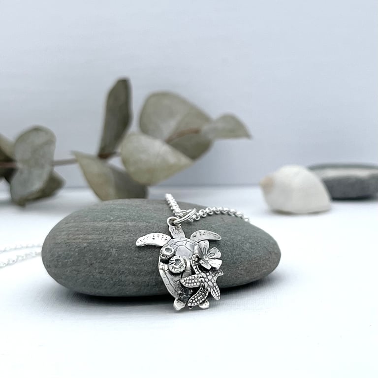 Handmade Sterling Silver Turtle Pendant 