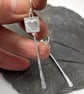 Silver long dangly pendulum earrings with hearts. - Image 3