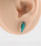 Titanium posts bird stud earrings - Mini Galaxy green Crows- Hypoallergenic - Image 2
