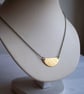 Golden Half Moon necklace - textured brass semi circle on fine chain - Autumn - Image 3