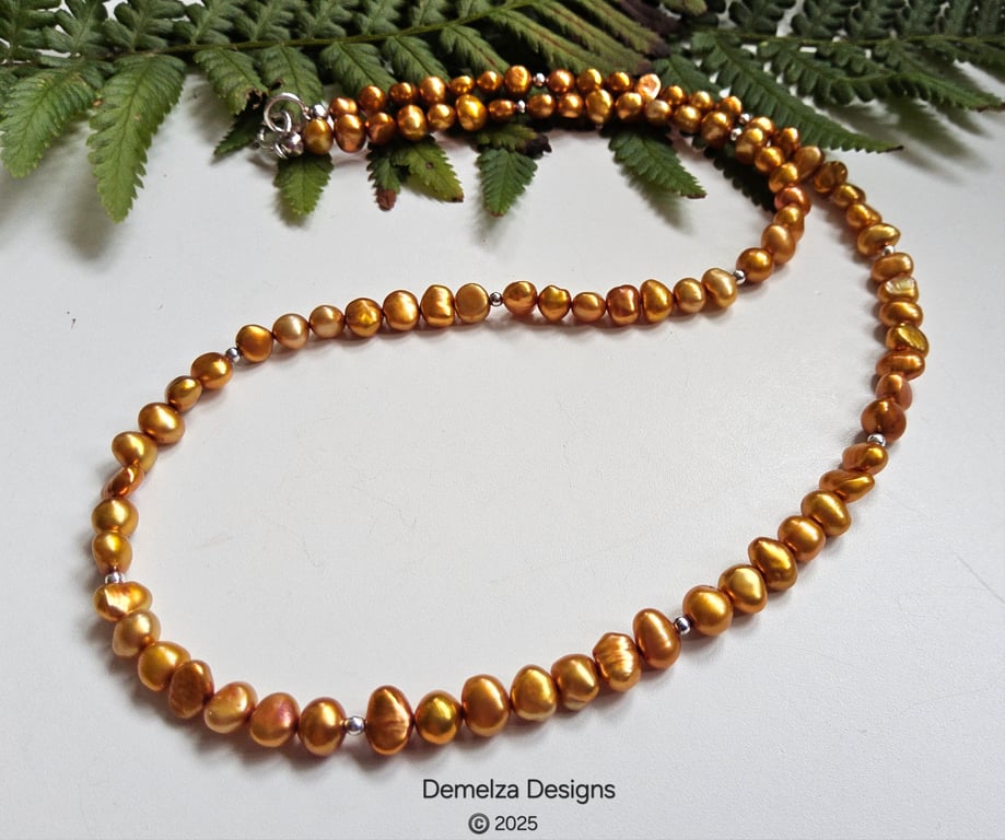 Designer Micro Freshwater Culture Pearl Sterling Silver Necklace 