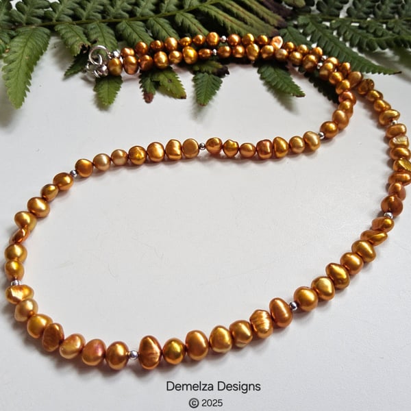 Designer Micro Freshwater Culture Pearl Sterling Silver Necklace 