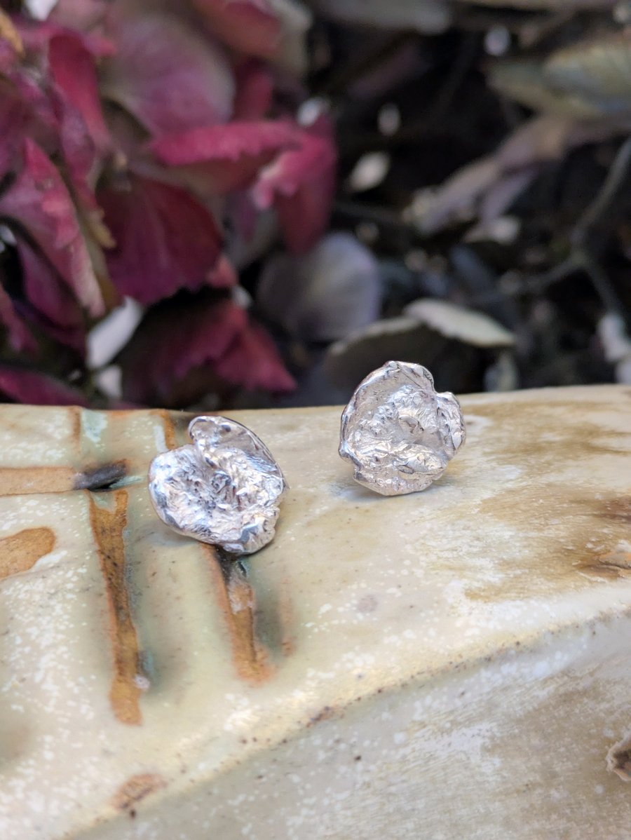 Sterling silver water cast earrings 
