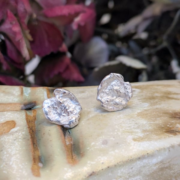 Sterling silver water cast earrings 