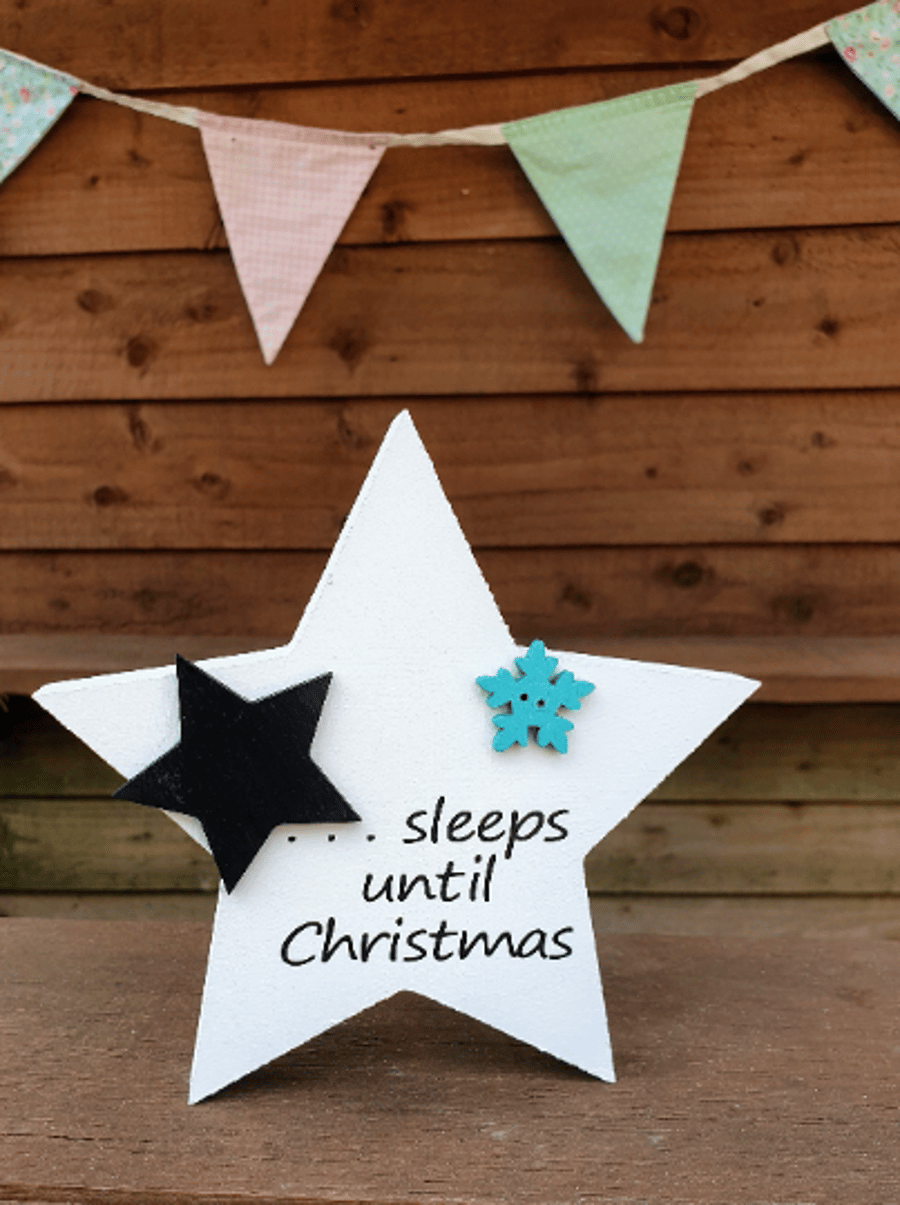 Wooden Christmas Countdown Star