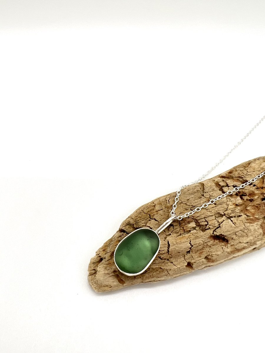 Isle of Wight Emerald Green Sea Glass Necklace