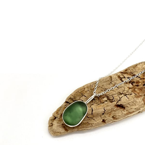Isle of Wight Emerald Green Sea Glass Necklace