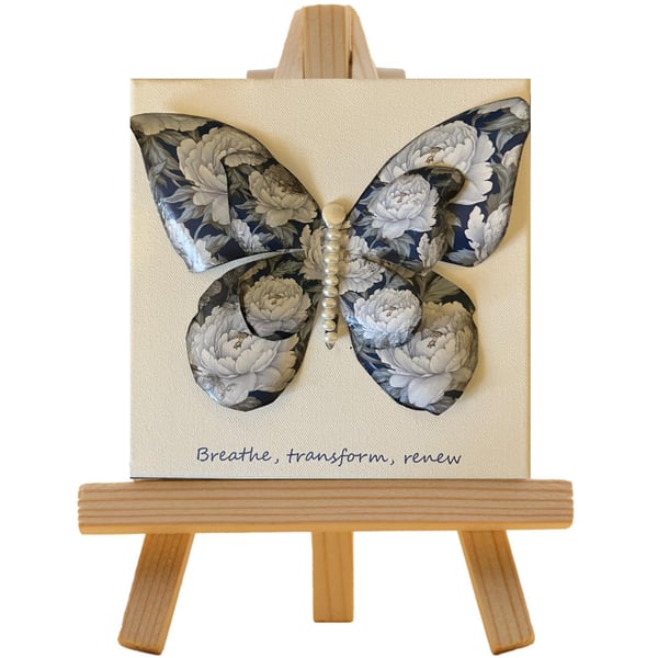 Butterfly Wall Art on 3D Mixed Media Canvas – Handmade Gift