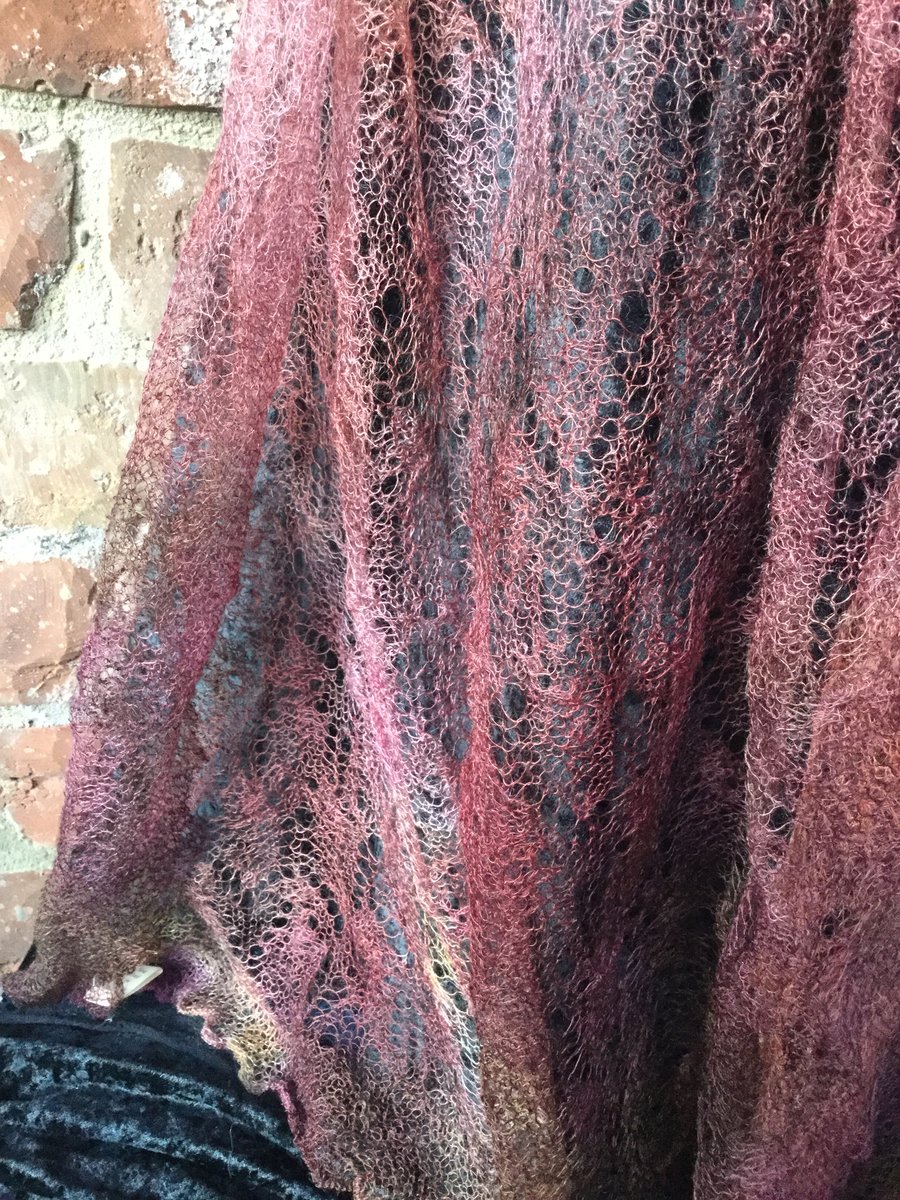 MoBair Hand Dyed Random Pinks Kid Mohair Lace Stole 72x26