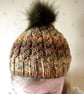 Cabled, Hand Knitted Hat 3 with removable pom pom (Aran) - Small - Image 6